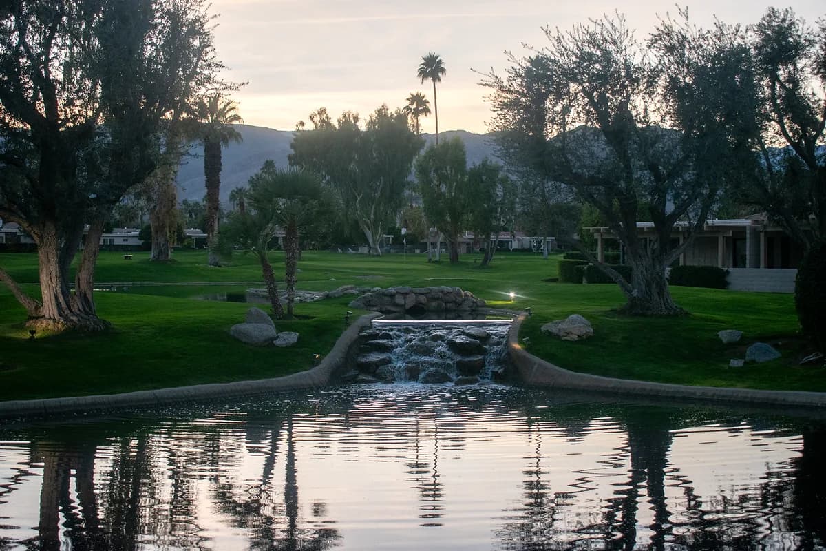 Lake waterfall with beautiful reflections