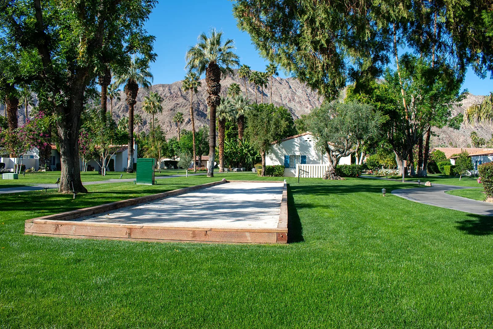 Bocce ball court with lush lawn